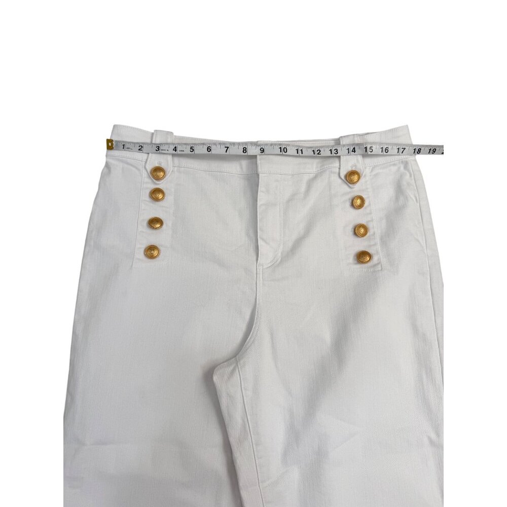 Talbots Womens Sailor Jean White High-Rise With Gold Button Accents Size 14 - Picture 6 of 9